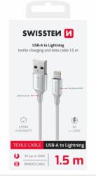 SWISSTEN Adatkábel Textile Ii Usb / Lightning 1, 5 M Fehér (71523310)