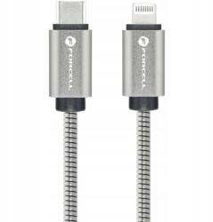 Forcell Adatkábel, USB-C to Lightning, PVC, 27W, PD, QC3.0, 1 m, ezüst