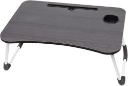 Retoo Többfunkciós összecsukható asztal, Laptophoz vagy reggelihez az ágyban, Táblagép/telefon/pohártartó, 59, 5x39, 5x26 cm, fekete (EBA-MLP001)