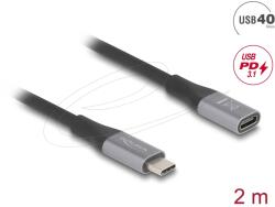 Delock USB 4.0 Type C Hosszabbító Fekete 2m 81202 (81202)