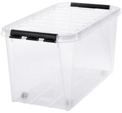 SMARTSTORE Műanyag tárolódoboz, 70 liter, fekete fogantyúkkal, "Classic 70", átlátszó (CSDSMART49)