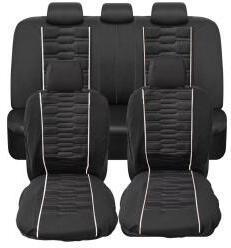  Univerzális üléshuzat szett 9 részes fekete színű fehér csíkokkal (203-4W)