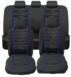  Univerzális üléshuzat szett 9 részes fekete színű kék csíkokkal (203-4BL)