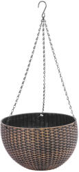 Strend Pro Függő virágcserép, Strend Pro Garden Modern, arany, átmérő: 26 cm, magasság: 16 cm, lánccal és akasztóval, rattan hatású, kerek (TC2560004)