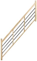 Fortia Balustrada din fag, cu balustri orizontali din metal negru