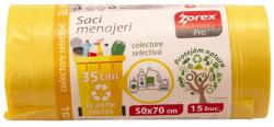Metal Style Saci menajeri pentru colectarea deseurilor din plastic si metal ZOREX Pro, 15 buc, 35 l, galben