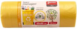 Metal Style Saci menajeri pentru colectarea deseurilor din plastic si metal ZOREX Pro, 10 buc, 60 l, galben