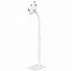 TECHLY Manhattan Floor Stand (Anti Theft) For Tablet And Ipad, Universal, 360° Rotation, Tilt +20° To -110°, White, Lockable, Tablets 7.9 To 11, Height