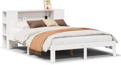 vidaXL fehér tömör fenyőfa könyvespolcos ágy matrac nélkül 140x200 cm (3322516) (3322516)