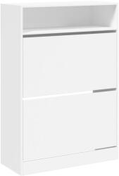 vidaXL fehér cipőszekrény 2 kihajtható fiókkal 80 x 34 x 116 cm (3214406) (3214406)