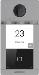 Hikvision Post exterior videointerfon IP HikVision DS-KV8113-WME1(C)/Flush metalic, 1 buton apel, camera 2MP, IR, cititor card integrat, alimentare PoE, protectie IK08 si IP65, control Hik-Connect, montaj ingro