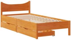 vidaXL viaszbarna tömör fenyőfa ágykeret fiókokkal 90 x 200 cm (3301916) (3301916)