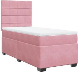 vidaXL rózsaszín bársony rugós ágy matraccal 90 x 190 cm (3290791) (3290791)