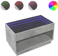 vidaXL betonszürke végtelen hatású LED-es dohányzóasztal 90x50x50 cm (847668) (847668)