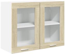 vidaXL sonoma-tölgy színű forgácslap függő üvegszekrény 80x31x60 cm (849624) (849624)