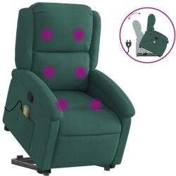 vidaXL sötétzöld bársony felállást segítő dönthető masszázsfotel (3204313) (3204313)