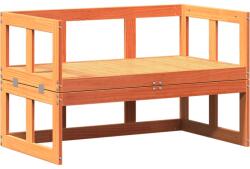 vidaXL kihúzható viaszbarna tömör fenyőfa kerti pad (844659) (844659)