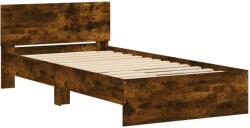 vidaXL füstös tölgyszínű szerelt fa ágykeret fejtámlával 100 x 200 cm (838621) (838621)
