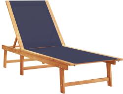 vidaXL kék tömör akácfa és textilén napozóágy (4008414) (4008414)