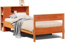 vidaXL barna tömör fenyőfa könyvespolcos ágy matrac nélkül 100 x 200cm (3322965) (3322965)