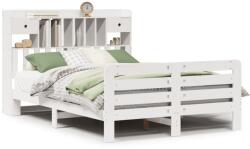 vidaXL fehér tömör fenyőfa könyvespolcos ágy matrac nélkül 150x200 cm (3309966) (3309966)