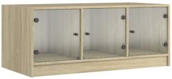 vidaXL sonoma-tölgyszínű dohányzóasztal üvegajtókkal 102 x 50 x 42 cm (836415) (836415)