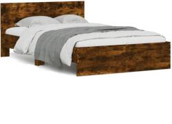 vidaXL füstös tölgy színű ágykeret fejtámlával 135 x 190 cm (3207508) (3207508)