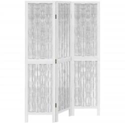 vidaXL 3 paneles fehér tömör császárfa térelválasztó (358669) (358669)