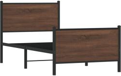 vidaXL barna tölgy színű fém ágykeret fej- és lábtámlával 90 x 200 cm (4007776) (4007776)