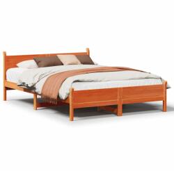 vidaXL viaszbarna tömör fenyőfa ágy matrac nélkül 140 x 190 cm (855605) (855605)