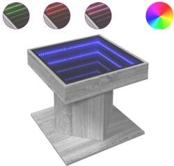 vidaXL szürke sonoma szerelt fa dohányzóasztal LED-del 50 x 50 x 45 cm (847565) (847565)