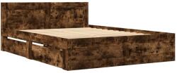 vidaXL füstös tölgyszínű szerelt fa ágykeret fejtámlával 120x190 cm (3295608) (3295608)