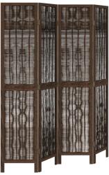 vidaXL 4 paneles sötétbarna tömör császárfa térelválasztó (358658) (358658)