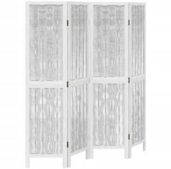vidaXL 4 paneles fehér tömör császárfa térelválasztó (358673) (358673)