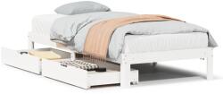 vidaXL fehér tömör fenyőfa ágykeret fiókokkal 90 x 190 cm (3301935) (3301935)