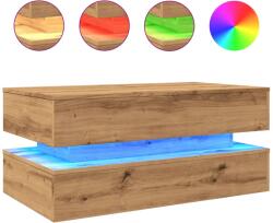 vidaXL kézműves tölgy színű dohányzóasztal LED-lámpákkal 90x50x40 cm (857719) (857719)