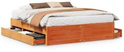 vidaXL barna tömör fenyőfa fiókos ágykeret matrac nélkül 180 x 200 cm (3308797) (3308797)