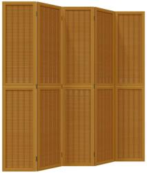 vidaXL 5 paneles barna tömör császárfa térelválasztó (358823) (358823)