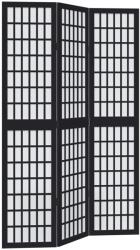 vidaXL 3 paneles fekete tömör császárfa térelválasztó (358766) (358766)