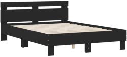vidaXL fekete szerelt fa ágykeret fejtámlával 120 x 190 cm (3207449) (3207449)