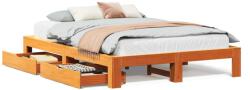 vidaXL viaszbarna tömör fenyőfa ágy matrac nélkül 140 x 190 cm (3309013) (3309013)