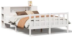 vidaXL fehér tömör fenyőfa könyvespolcos ágy matrac nélkül 150x200 cm (3322089) (3322089)