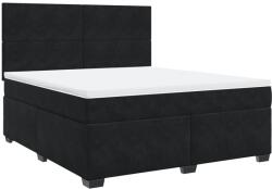 vidaXL fekete bársony rugós ágy matraccal 180x200 cm (3290974) (3290974)