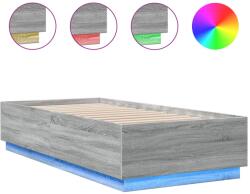 vidaXL sonoma tölgyszínű szerelt fa ágykeret LED-del 100 x 200 cm (3209630) (3209630)