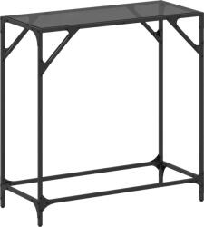 vidaXL acél tálalóasztal fekete üveglappal 80 x 35 x 81 cm (846019) (846019)