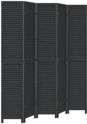 vidaXL 5 paneles fekete tömör császárfa térelválasztó (358856) (358856)