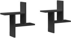 vidaXL 2 db fekete szerelt fa fali polc 38 x 12 x 38 cm (853246) (853246)