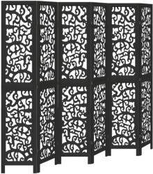 vidaXL 6 paneles fekete tömör császárfa térelválasztó (358763) (358763)