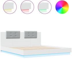 vidaXL fehér ágykeret fejtámlával és LED-világítással 180 x 200 cm (3209989) (3209989)