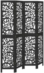 vidaXL 4 paneles fekete tömör császárfa térelválasztó (358755) (358755)